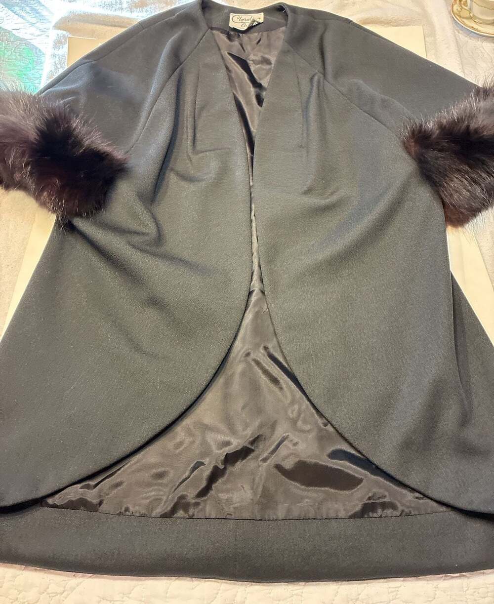Vintage Claralura Original California Black Jacket with Fur Cuffs